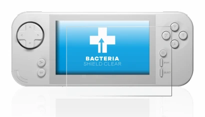 Abbildung des Geräts Evercade EXP mit einer Vielzahl des Displayschutzes.