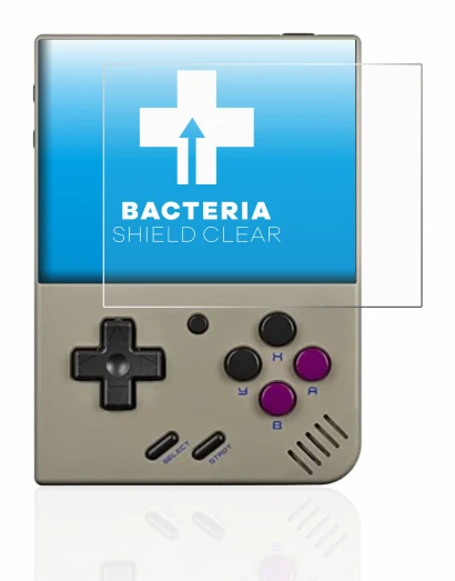 Abbildung des Geräts Miyoo Mini Plus mit einer Vielzahl des Displayschutzes.