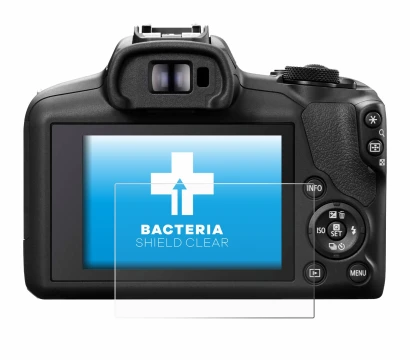 Abbildung des Geräts Canon EOS R100 mit einer Vielzahl des Displayschutzes.