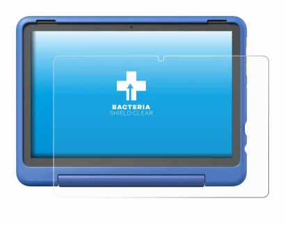 Abbildung des Geräts Amazon Fire HD 10 Kids Pro 2023 mit einer Vielzahl des Displayschutzes.