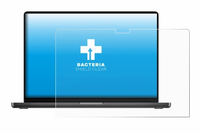 Abbildung des Geräts Apple MacBook Pro 16" 2023 M3 mit einer Vielzahl des Displayschutzes.