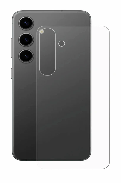 Abbildung des Geräts Samsung Galaxy S24 Plus (Rückseite) mit einer Vielzahl des Displayschutzes.