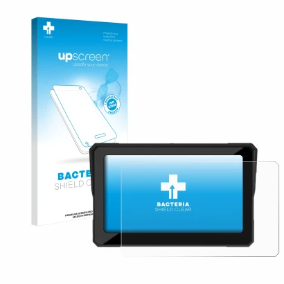 Vorderseite einer Produktverpackung mit dem Markenlogo upscreen. Daneben ist das Gerät Carpuride W702 7" mit dem zugehörigen D