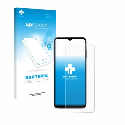 Vorderseite einer Produktverpackung mit dem Markenlogo upscreen. Daneben ist das Gerät Nokia G60 5G mit dem zugehörigen Displa