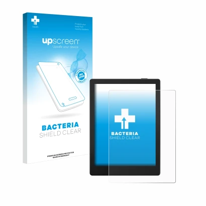 Vorderseite einer Produktverpackung mit dem Markenlogo upscreen. Daneben ist das Gerät Boox Go 6 mit dem zugehörigen Displaysc