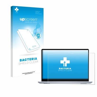 Vorderseite einer Produktverpackung mit dem Markenlogo upscreen. Daneben ist das Gerät Dell Inspiron 14 7445 2-in-1 mit dem zu