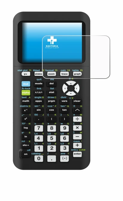 Abbildung des Geräts Texas Instruments TI-84 Plus CE-T Python mit einer Vielzahl des Displayschutzes.
