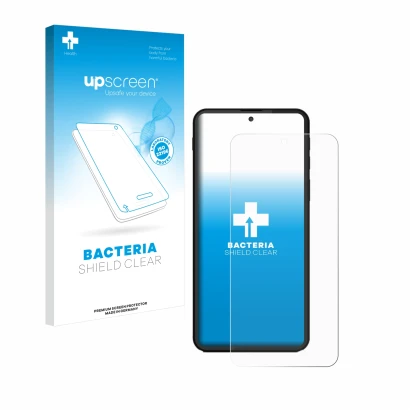 Vorderseite einer Produktverpackung mit dem Markenlogo upscreen. Daneben ist das Gerät Shiftphones Shiftphone 8.1 mit dem zuge