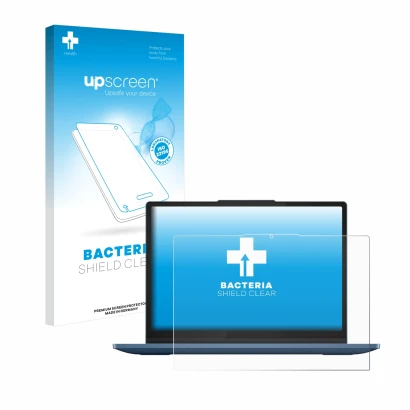 Vorderseite einer Produktverpackung mit dem Markenlogo upscreen. Daneben ist das Gerät Lenovo IdeaPad Flex 3i Chromebook 12" m