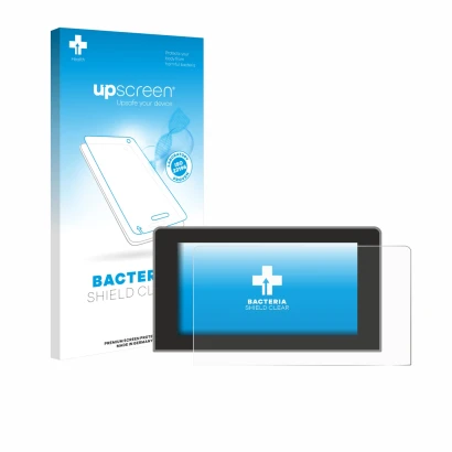 Vorderseite einer Produktverpackung mit dem Markenlogo upscreen. Daneben ist das Gerät Volkswagen Crafter 10" (2024-2025) mit 