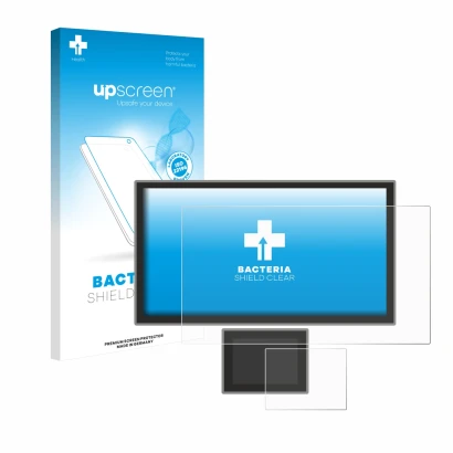 Vorderseite einer Produktverpackung mit dem Markenlogo upscreen. Daneben ist das Gerät Icom IC-7760 mit dem zugehörigen Displa