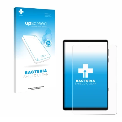 Vorderseite einer Produktverpackung mit dem Markenlogo upscreen. Daneben ist das Gerät Lenovo Legion Y700 2022 mit dem zugehör