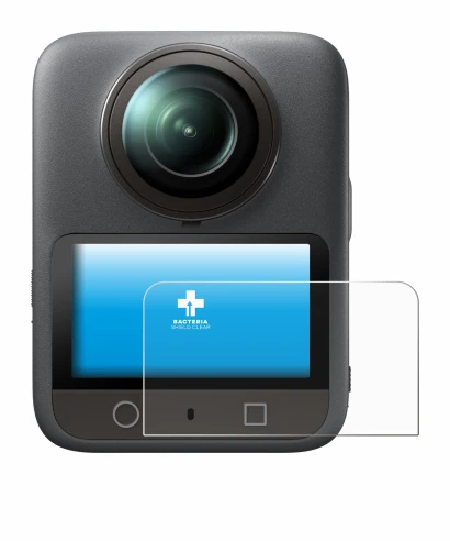 Abbildung des Geräts DJI Osmo 360 mit einer Vielzahl des Displayschutzes.