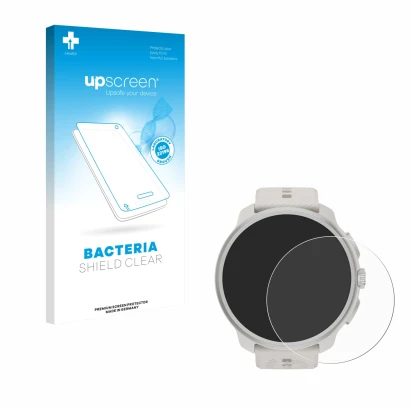 Vorderseite einer Produktverpackung mit dem Markenlogo upscreen. Daneben ist das Gerät Suunto Race 2 mit dem zugehörigen Displ