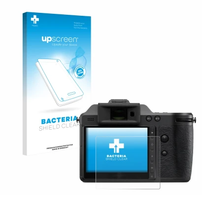 Vorderseite einer Produktverpackung mit dem Markenlogo upscreen. Daneben ist das Gerät Hasselblad X2D II 100C mit dem zugehöri