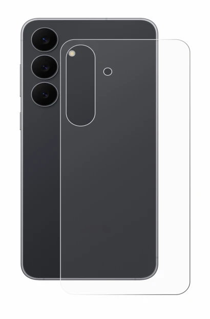 Abbildung des Geräts Samsung Galaxy S25 FE (Rückseite) mit einer Vielzahl des Displayschutzes.