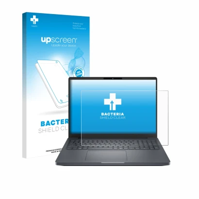 Vorderseite einer Produktverpackung mit dem Markenlogo upscreen. Daneben ist das Gerät Dell Pro Max 16 Plus mit dem zugehörige