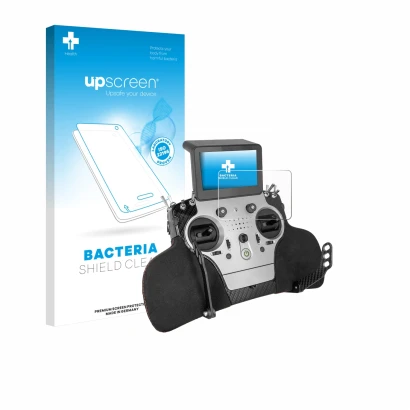 Vorderseite einer Produktverpackung mit dem Markenlogo upscreen. Daneben ist das Gerät PowerBox Systems Core mit dem zugehörig