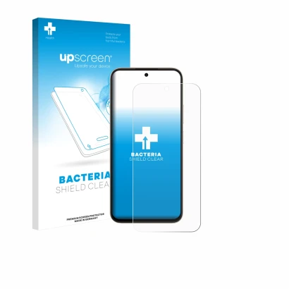 Vorderseite einer Produktverpackung mit dem Markenlogo upscreen. Daneben ist das Gerät Oppo A6c mit dem zugehörigen Displaysch