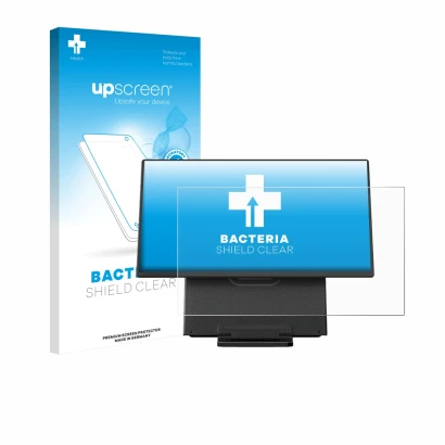 Vorderseite einer Produktverpackung mit dem Markenlogo upscreen. Daneben ist das Gerät Blackview Table 10 23.8" mit dem zugehö