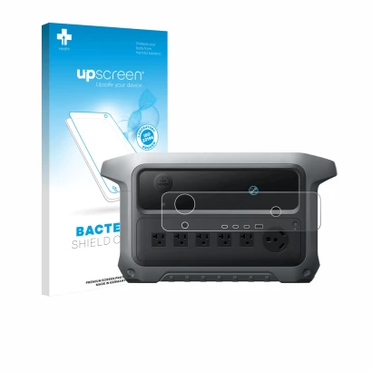 Vorderseite einer Produktverpackung mit dem Markenlogo upscreen. Daneben ist das Gerät Anker SOLIX C2000 Gen 2 mit dem zugehör