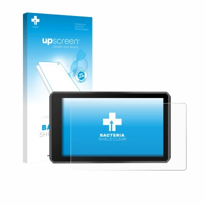 Vorderseite einer Produktverpackung mit dem Markenlogo upscreen. Daneben ist das Gerät Garmin zumo XT3 4.7" mit dem zugehörige