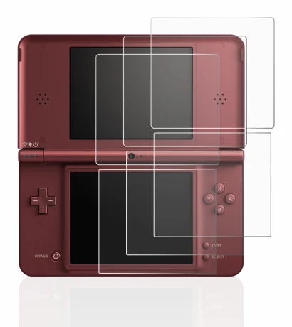 Abbildung des Geräts Nintendo DSi XL mit einer Vielzahl des Displayschutzes.