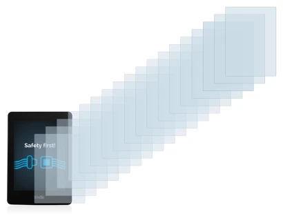 Abbildung des Geräts Amazon Kindle Paperwhite 2013 mit einer Vielzahl des Displayschutzes.