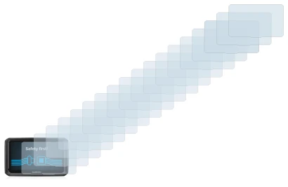 Abbildung des Geräts Garmin dezl 770 LMT-D mit einer Vielzahl des Displayschutzes.