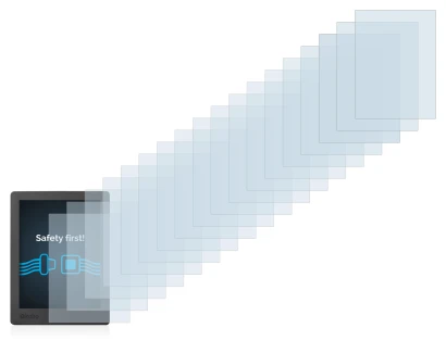 Abbildung des Geräts Kobo Aura H2O Edition 2 mit einer Vielzahl des Displayschutzes.