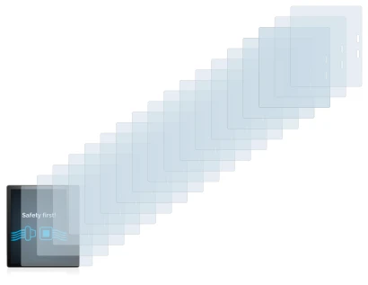 Abbildung des Geräts Amazon Kindle Oasis 2017 (9. Gen.) mit einer Vielzahl des Displayschutzes.