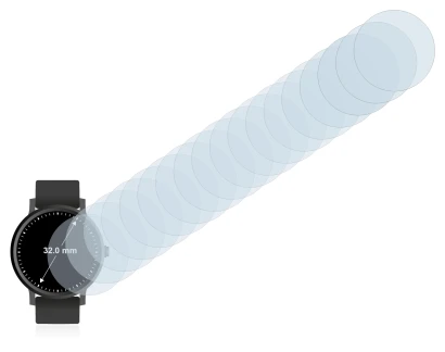 Abbildung des Geräts Kreisrunde Displays (ø: 32 mm) mit einer Vielzahl des Displayschutzes.