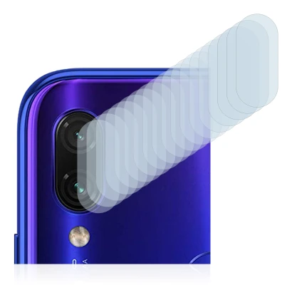 Abbildung des Geräts Xiaomi Redmi Note 7 (NUR Kameraschutz) mit einer Vielzahl des Displayschutzes.
