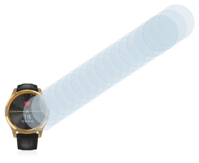 Abbildung des Geräts Garmin vivomove Luxe (42 mm) mit einer Vielzahl des Displayschutzes.