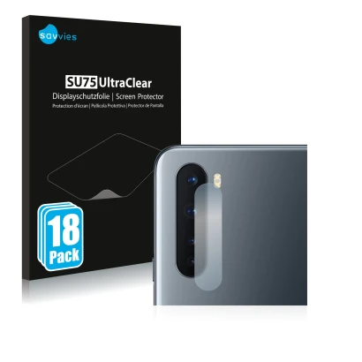 Vorderseite einer Produktverpackung mit dem Markenlogo Savvies. Daneben ist das Gerät OnePlus Nord (NUR Kameraschutz) mit dem 