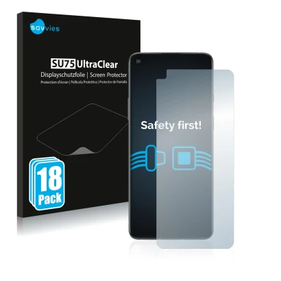 Vorderseite einer Produktverpackung mit dem Markenlogo Savvies. Daneben ist das Gerät OnePlus 8T mit dem zugehörigen Displaysc