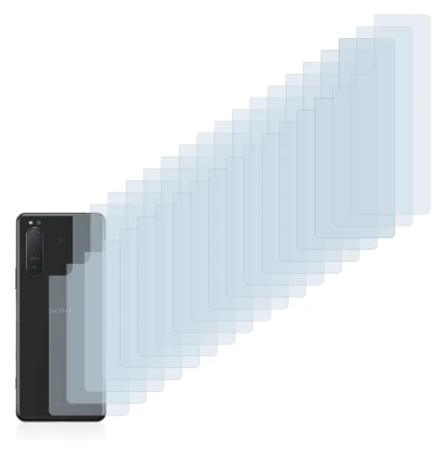 Abbildung des Geräts Sony Xperia 5 II (Rückseite) mit einer Vielzahl des Displayschutzes.