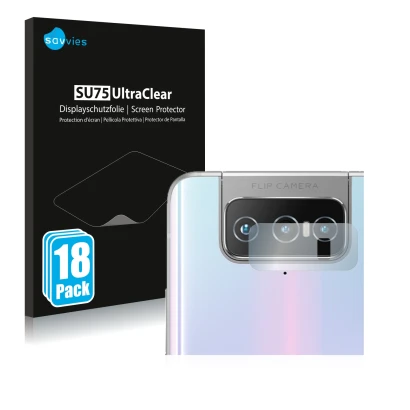 Vorderseite einer Produktverpackung mit dem Markenlogo Savvies. Daneben ist das Gerät ASUS Zenfone 7 Pro ZS671KS (NUR Kamerasc