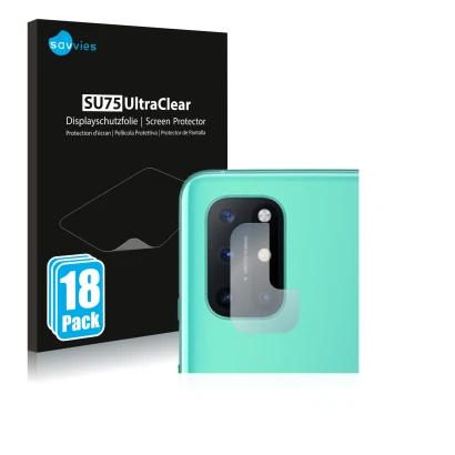 Vorderseite einer Produktverpackung mit dem Markenlogo Savvies. Daneben ist das Gerät OnePlus 8T (NUR Kameraschutz) mit dem zu