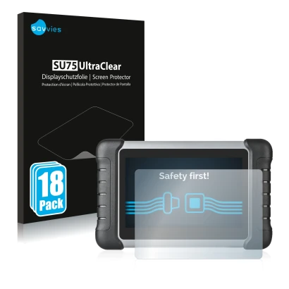 Vorderseite einer Produktverpackung mit dem Markenlogo Savvies. Daneben ist das Gerät Autel MaxiCOM MK808 mit dem zugehörigen 