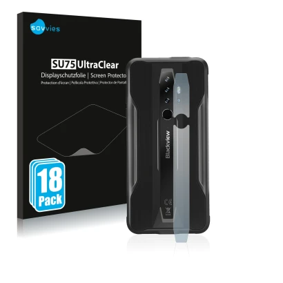 Vorderseite einer Produktverpackung mit dem Markenlogo Savvies. Daneben ist das Gerät Blackview BV6300 Pro (NUR Kameraschutz) 