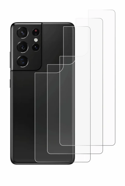 Abbildung des Geräts Samsung Galaxy S21 Ultra 5G (Rückseite) mit einer Vielzahl des Displayschutzes.