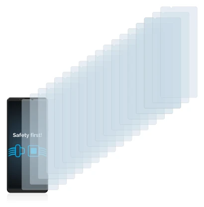 Abbildung des Geräts Sony Xperia 1 III mit einer Vielzahl des Displayschutzes.