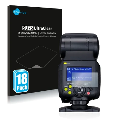 Vorderseite einer Produktverpackung mit dem Markenlogo Savvies. Daneben ist das Gerät Canon Speedlite EL-1 mit dem zugehörigen