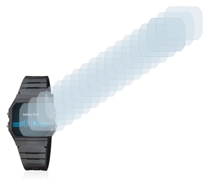 Abbildung des Geräts Casio Collection Unisex F-91W mit einer Vielzahl des Displayschutzes.