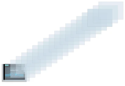 Abbildung des Geräts Siemens Simatic HMI TP700 Comfort mit einer Vielzahl des Displayschutzes.