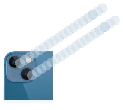 Abbildung des Geräts Apple iPhone 13 mini (NUR Kameraschutz) mit einer Vielzahl des Displayschutzes.