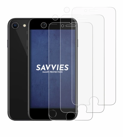 Abbildung des Geräts Apple iPhone SE 2 2020 (Display+Kamera) mit einer Vielzahl des Displayschutzes.