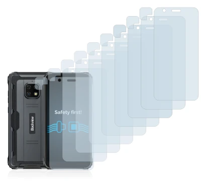 Abbildung des Geräts Blackview BV4900S (Display+Kamera) mit einer Vielzahl des Displayschutzes.
