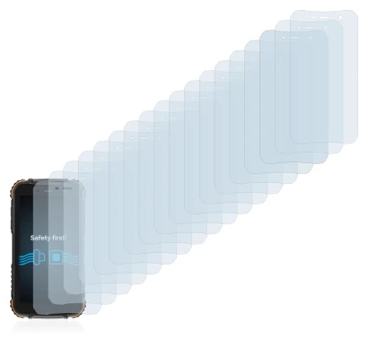 Abbildung des Geräts Doogee S35T mit einer Vielzahl des Displayschutzes.